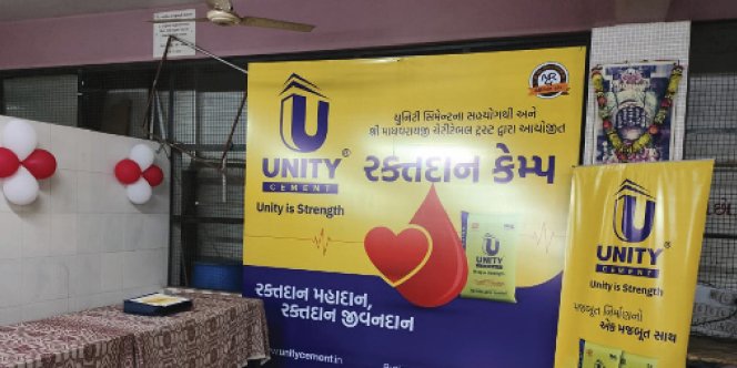 Volunteers donating blood at Unity Cement camp